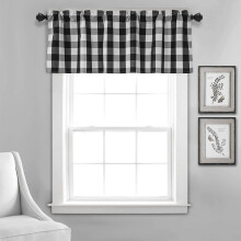 Plaid Valances for Kitchen Farmhouse Check Plaid Valances for Window Treatment Decor (Black and White)
