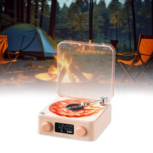 Bluetooth Record Player with 360 Stereo Sound, RGB Ambient Light, Vintage Turntable for Bedroom Party Pink