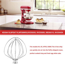 KN256WW 6-Wire Whip Attachment for 5-6 Quart Bowl-Lift Stand Mixer Accessory Replacement, Egg Cream Stirrer