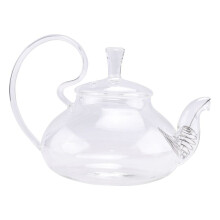 650Ml Heat Resistant High Handle Flower Coffee Glass Tea Pot Blooming Glass Teapot with Strainer