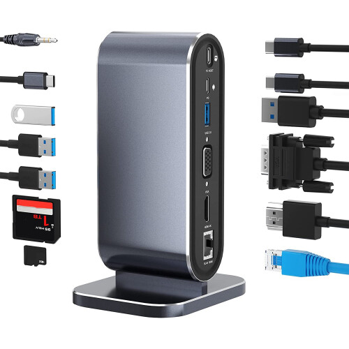 12-In-1 USB C Docking Station USB C Hub Dock Laptop Display Docking Station USB 3.0 Adapter voor Windows  Computer 1