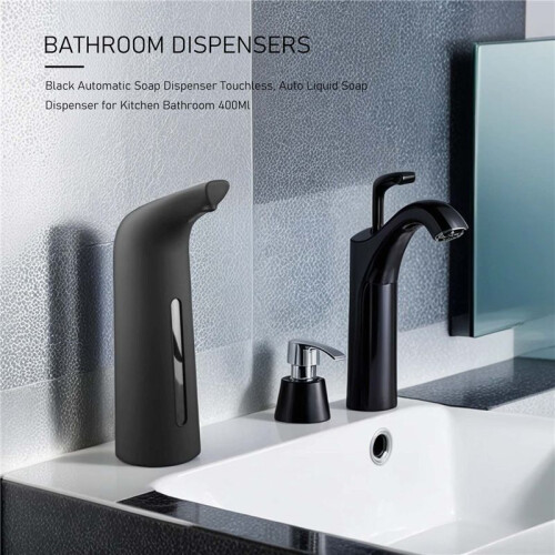Black Automatic Soap Dispenser Touchless, Auto Liquid Soap Dispenser for Kitchen Bathroom 400Ml 2