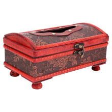 Retro Vintage Kupfer Ring Muster Aus Holz Papier Tissue Box Holder Decor Neu: Retro Rot