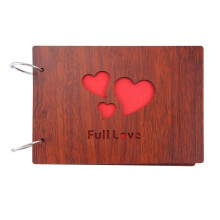 DIY Foto Album Holz Cover Jubilaeum Scrapbook 8 x 6 Zoll Selbstklebendes Bilderbuch mit schwarzen Seiten fuer Hochzeit Gaestebuch Paare Unsere