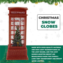 Christmas Lantern Snow Globe Lantern Christmas Water Glittering Snow Telephone Booth for Festival for Kids, Tree