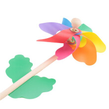 10Pcs Wooden Stick Pinwheels,Windmill Party Pinwheels DIY Pinwheels Set for Kids Toy Garden Lawn Party Decor