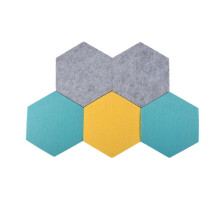 5Pcs/Set Hexagon Board Hexagonal Wall Sticker Multifunction 3D Decorative Home Message Board Self-Adhesive Kids Room Baseboard Gray Yellow