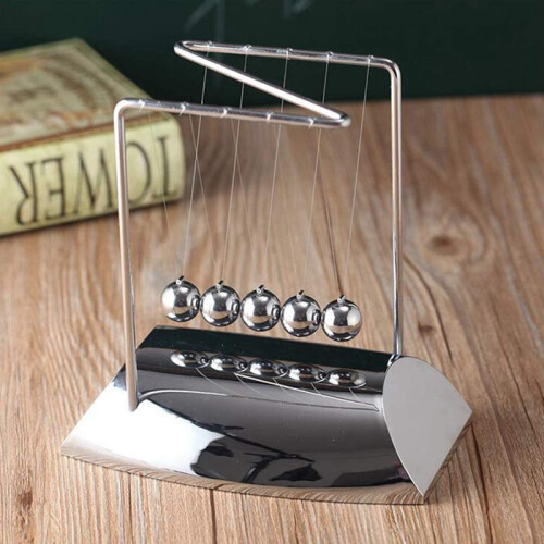 Balls Bring 5 Balls, Z Shape  Cradle, Electroplated Metal Material Pendulum Balls with Base,Physics Gadget 2