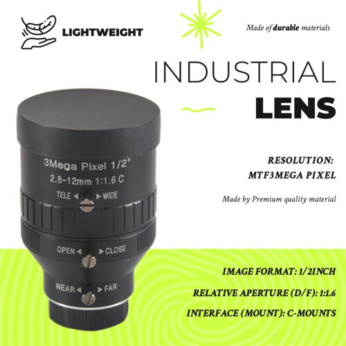 Objectif Industriel Manuel Iris Zoom 2.8-12Mm 3MP C Monture Objectif CCTV Objectif CaméRa Accessoires 1