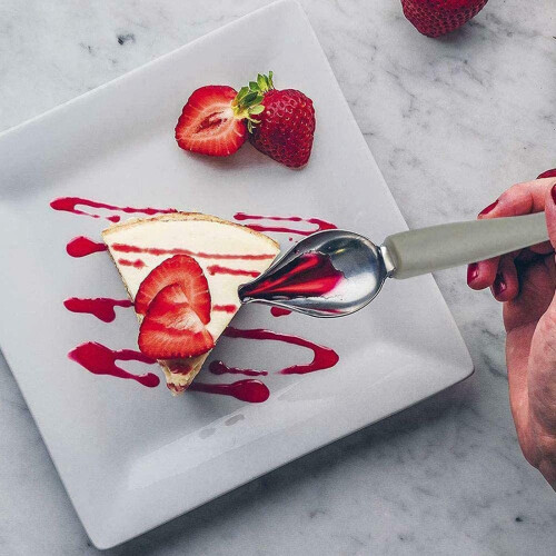 Culinary Drawing Decorating Spoon Set, 2 Pcs Saucier Drizzle Spoons,Decorating Pencil Spoon for Decorative Cake,Coffee 2
