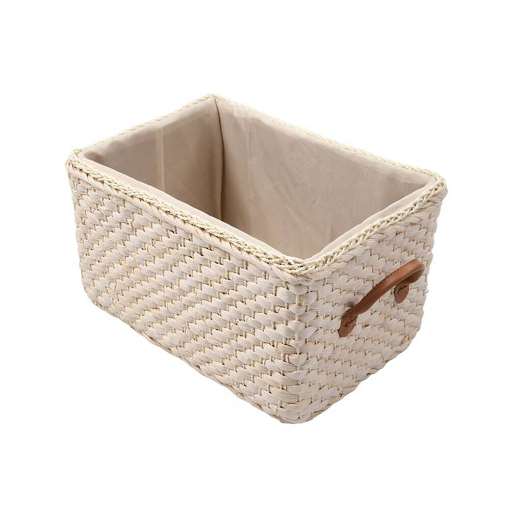 Manual Woven Storage Basket Handmade Laundry Wicker Baskets Sundries Organizer Clothes Toys Container Decoration - White Tauoh