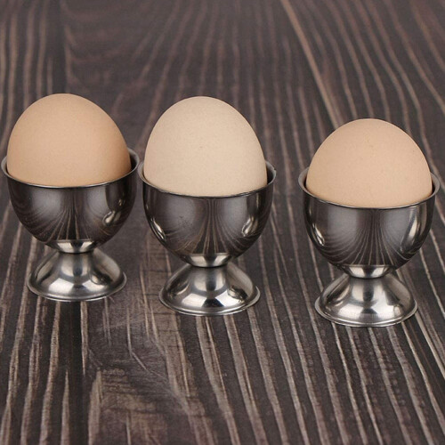 Egg Cups Set Stainless Steel Eggs Hard Boiled Eggs and Soft Tray Tool Holders Kitchen, Silver 2