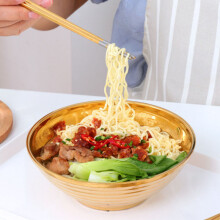 Round Noodle Food Bowl Double Layer Anti-Scalding Tableware for Hot Pot Sauce Soup Rice Ramen Bowl Stainless Steel Bowl Rainbow No.0