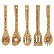 CuillèRes de Cuisine en Bois Papillon Lot de 5,Cadeau de Cuisine Papillon,DéCor de Cuisine Papillon,CuillèRes de Cuisine en Bambou