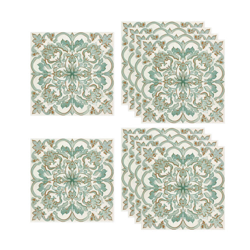 10x Square Vintage Floral Pattern Tile Stickers for Laundry Cupboard K