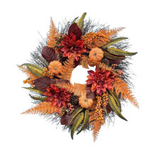 Fall Wreath Round Rustic Thanksgiving Wreath for Window Indoor Outdoor