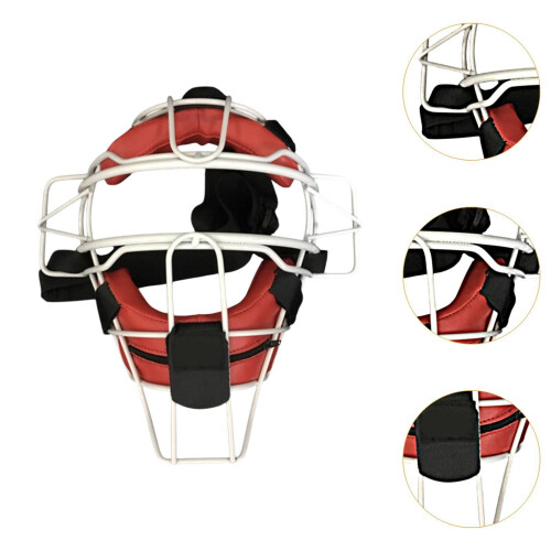 Baseball Catcher Helmet Softball Helmet Wide Vision Head Protector Red 2