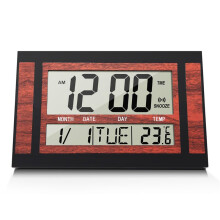 Digital Wall Clock LCD Large Number  Temperature Calendar Alarm Table Desk Clock Modern Design Office Home Black