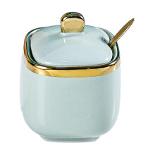 Porcelain Sugar Bowl Ceramic Condiment Pot for Restaurant Countertop K