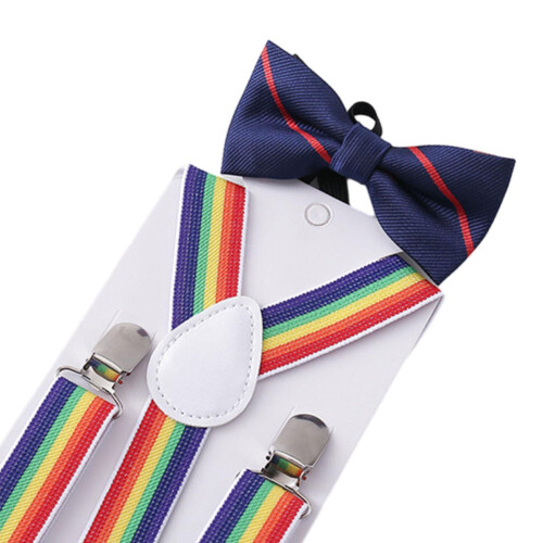 Kids Suspender Bow Tie Set Y Shape Adjustable Braces for Jeans Wedding 2