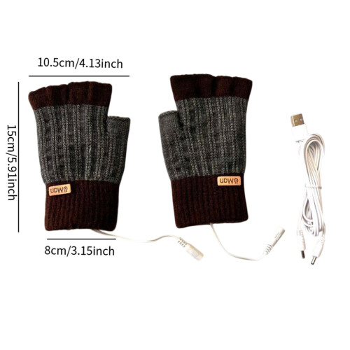 USB Heated Gloves Knitted Winter Warm Gloves for Computer Office Work 1