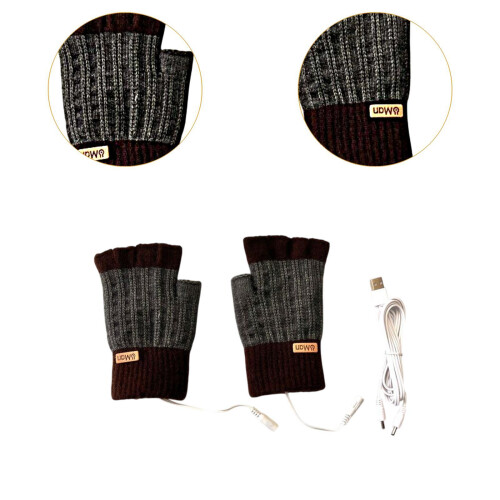 USB Heated Gloves Knitted Winter Warm Gloves for Computer Office Work 2