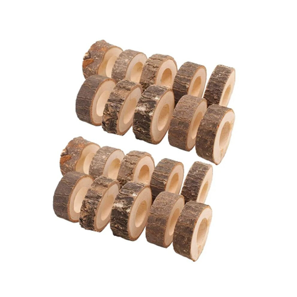 Semoic Wooden Napkin Ring Christmas Napkin Ring Frame Table Decoration Bark Stake Decoration Suitable For Wedding Hotel Table