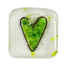 Pocket Token Glass Heart Card Keepsake Gift -Heart Keepsake Pocket Cards-Fused Glass Heart Pocket Token Green
