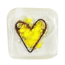 Pocket Token Glass Heart Pocket Token MinnesgåVa - Heart Keepsake Pocket Cards-Fused Glass Heart Pocket Token Gul