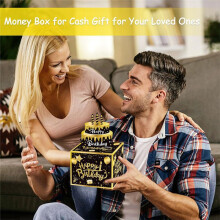 Money Box for Cash Birthday Money Box Gift Set with Birthday Card and Adhesive Bags