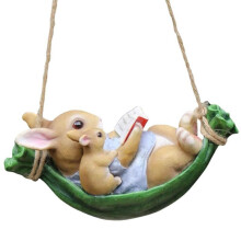 Swing Konijn Tuinornament Binnenplaats Buiten Binnen Boom Hangend Hars Schommel Decoratie Hanger Balkon Dierenambachten