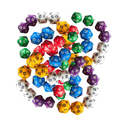 60Pcs D20 Polyhedral Dice Multi Sided Dices for Party Game Role Playin