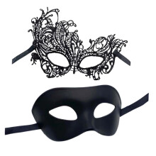 2Pcs Masquerade Mask with Elastic Strap Dress up Costume Mask Prom Bal