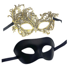 2Pcs Masquerade Mask with Elastic Strap Dress up Costume Mask Prom Bal