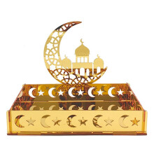 Plateau Alimentaire en Acrylique Eid Mubarak, Ramadan Kareem, Assiette à Fruits, Lune, éToile, Château, Festival Musulman Islamique, DéCoration,
