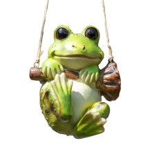 Swinging Resin Frog Garden Animal Statue Ornament Garden Resin Decoration