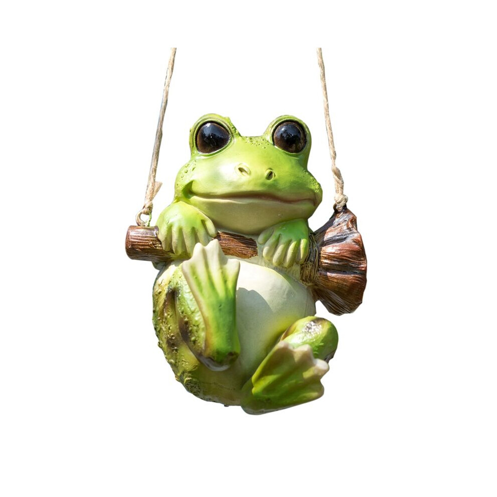 Semoic Swinging Resin Frog Garden Animal Statue Ornament Garden Resin Decoration