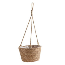 Jardín Colgante Macramé Cesta de Almacenamiento de Plantas Cuerda de Yute Tejido Interior Exterior Maceta Titular Color Primario M