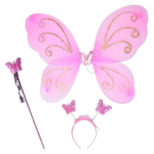 Fairy Costume Girls Butterfly Wing Angel Wand Kids Elf Cosplay Prop He