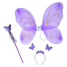 Fairy Costume Girls Butterfly Wing Angel Wand Kids Elf Cosplay Prop He