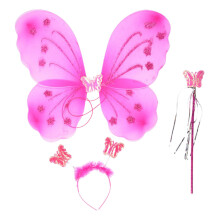 Fairy Costume Girls Butterfly Wing Angel Wand Kids Elf Cosplay Prop He