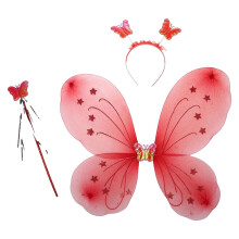 Fairy Costume Girls Butterfly Wing Angel Wand Kids Elf Cosplay Prop He
