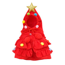 Xmas Cloak with Star and pompoms Cosplay Dress Xmas Tree Cape with San