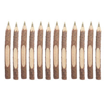 12 Pieces Wooden Pencil Rustic Wood Ballpoint Pen for School Student W