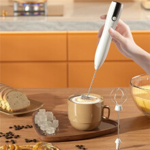 Mousseur à Lait Portatif, Mousseur à Lait Rechargeable par USB, Mousseur à Lait, 3 Vitesses Réglables pour les Œufs et le Lait