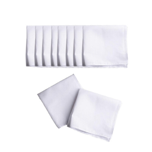 10 Pieces Cotton Hanky for Men Suit Solid White Handkerchiefs for DIY