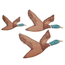 Stockenten-Wandkunst in 3 GrößEn, Holzenten-Wanddekoration, Rustikale Wanddekoration mit Fliegenden VöGeln, Geschnitzte Holzwandkunst für Zuhause