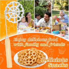 Moule à Bunuelos avec Manche en Bois, Moule à Biscuits Bunuelos en Aluminium, Ensemble de Fer à Rosette DéTachable pour Fabricant de Rosettes
