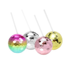 4PCS Disco Cups with Lid and Straw Tumbler Cocktail Cup Glitter Flash Cup for Party Nightclub Bar Drinking