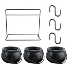 3pcs Halloween Witch Cauldron Candy Bowl Cauldron Serving Bowls with Halloween Cauldron  Rack and 3pcs Hook